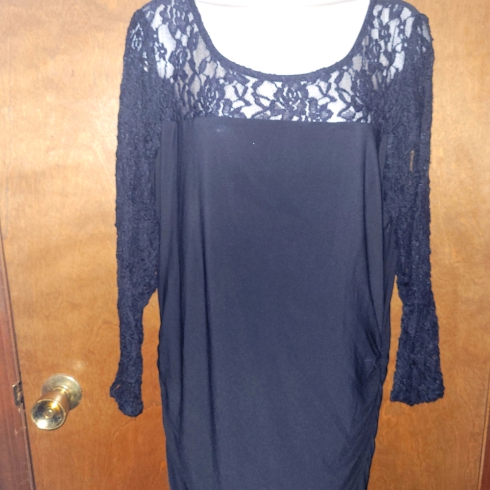Plus Lace Sleeve Mini Dress